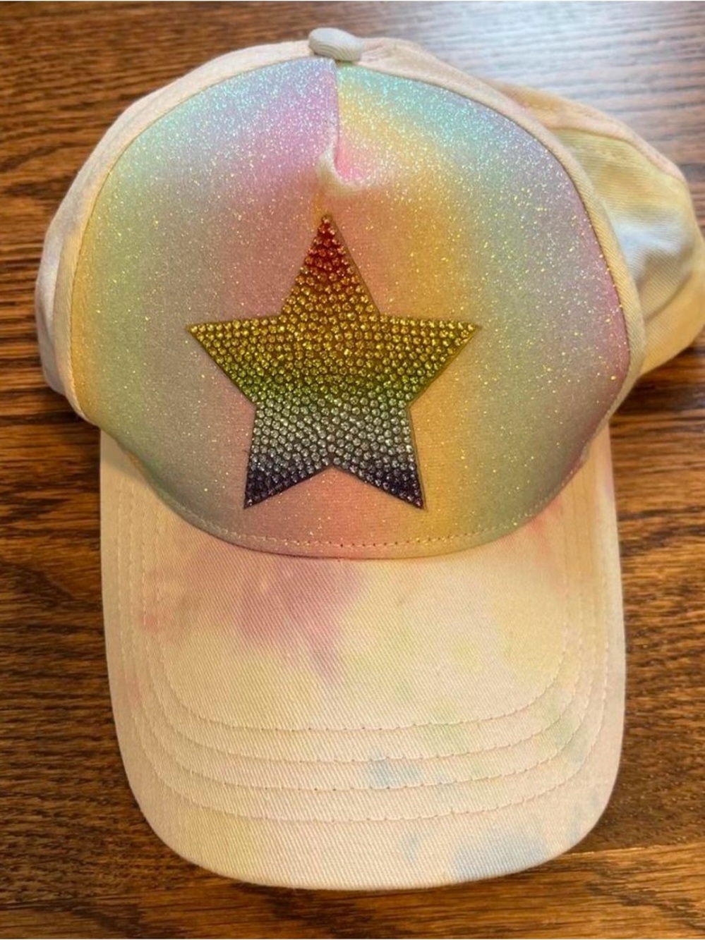 Kids Glitter Pastel Rainbow Star Cap